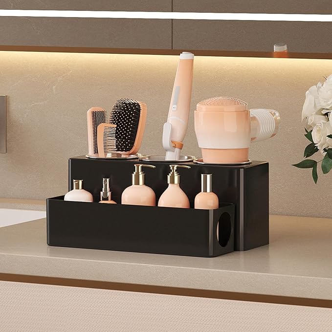 Lifewit Hair Tool Organizer Countertop, Removable Blow Dryer Holder for Bathroom, Acrylic Hot Tools Organizer Storage for Cur