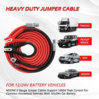 NOONE 0 Gauge 30FT Heavy Duty Jumper Cables for Car Battery, 1000A Quick Connect Automotive Booster Cables for SUVs & Trucks, Includes Carry Bag, Gloves & Goggles