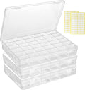 3 Pcs 36 Large Grids Clear Plastic Organizer Box with Adjustable Dividers Craft Organizers Box for Bead,Jewelry,DIY Crafts,Ar
