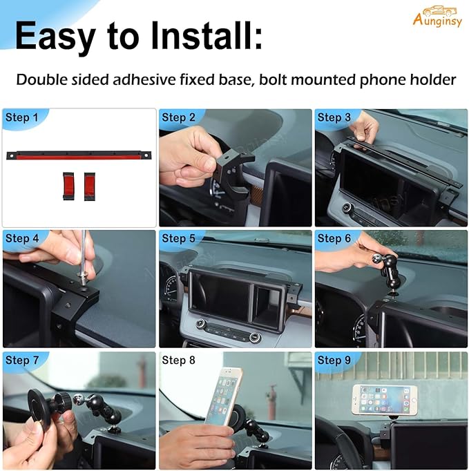 Aunginsy Dashboard Magnetic Phone Holder Compatible with Ford Maverick 2022-2024, Car 8-inch Navigation Screen Upper Panel Fixed Clip Mobile Phone Mount for Most Cell Smartphone Bracket Accessories