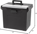IRIS USA File Box with Lid File Organizer for Letter File w/Organizer-Lid, Plastic Mobile Filing Organizer, Water Resistant D