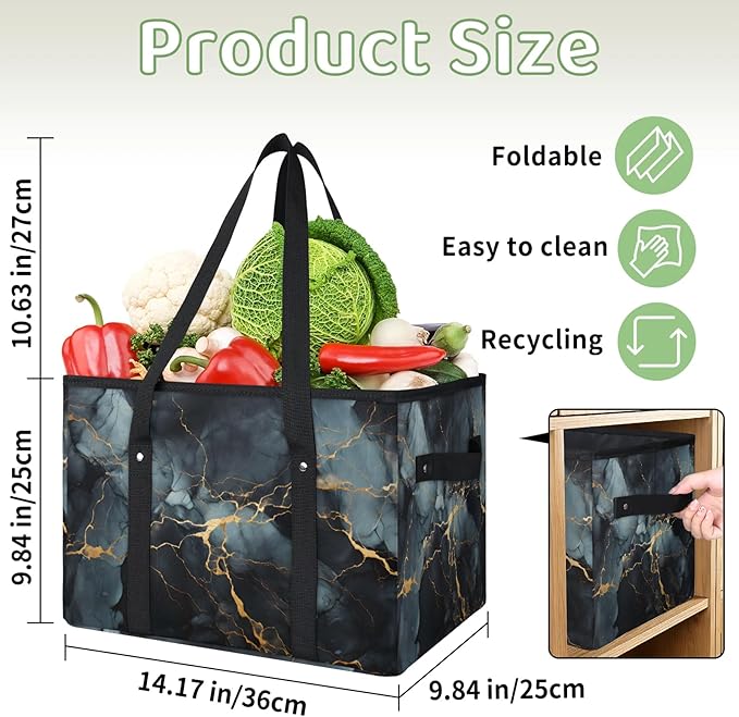 Reusable Grocery Bag Foldable Shopping Tote Bag with Handles Reusable Shopping Bags Large Kitchen Grocery Bags