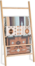 FUIN 6.4ft Extra Wide Wood Blanket Ladder Living Room Decorative Wall Leaning Farmhouse Quilt Display Holder Rustic Wooden To