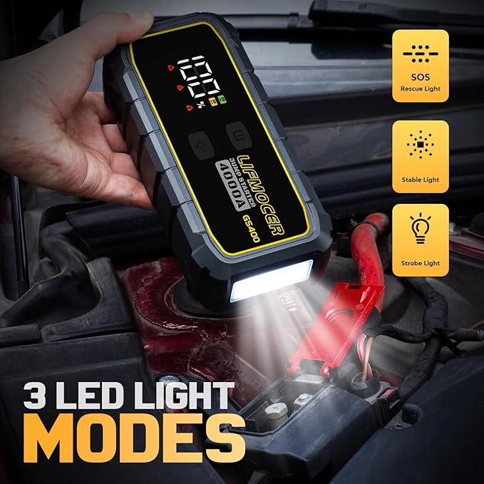 GS400 Jump Starter - 4000A Car Battery Jump Starter for Up to 12.0L Gas and 10.0L Diesel Engines, 12V Portable Jump Box with