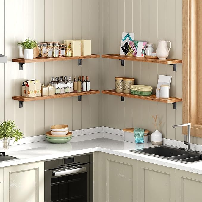 HOOBRO Floating Shelves for Wall, 15.7" Entryway Table with Storage, Hanging Storage Shelf with Metal Brackets, Skinny Consol