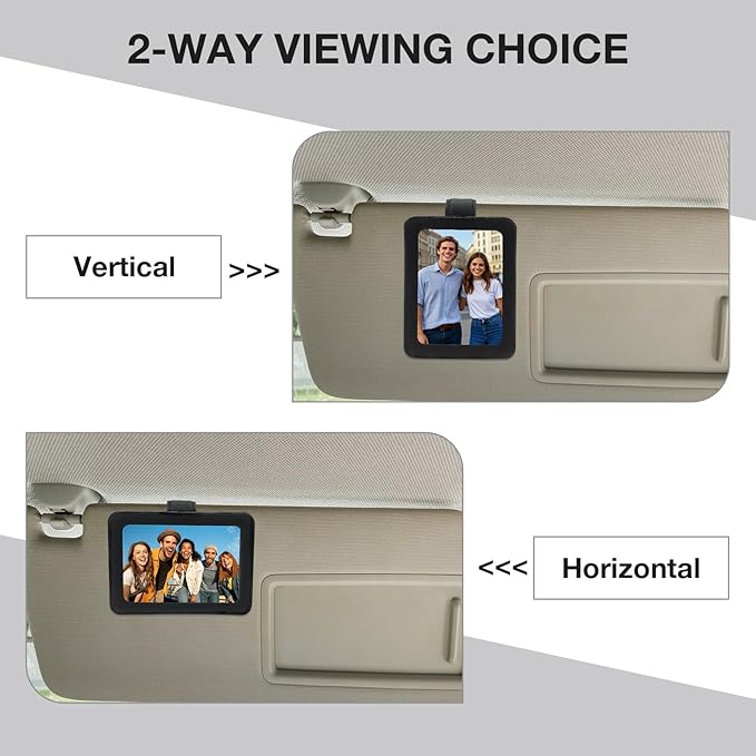 HIIXHC 2Pcs Car Picture Holder, Magnetic Car Photo Holder, Sun Visor Photo Clip for 3 Inch Photos, Personalized PU Leather Visor Clip for Drive Safe Daddy/Family/Pet Pictures | Car Accessories