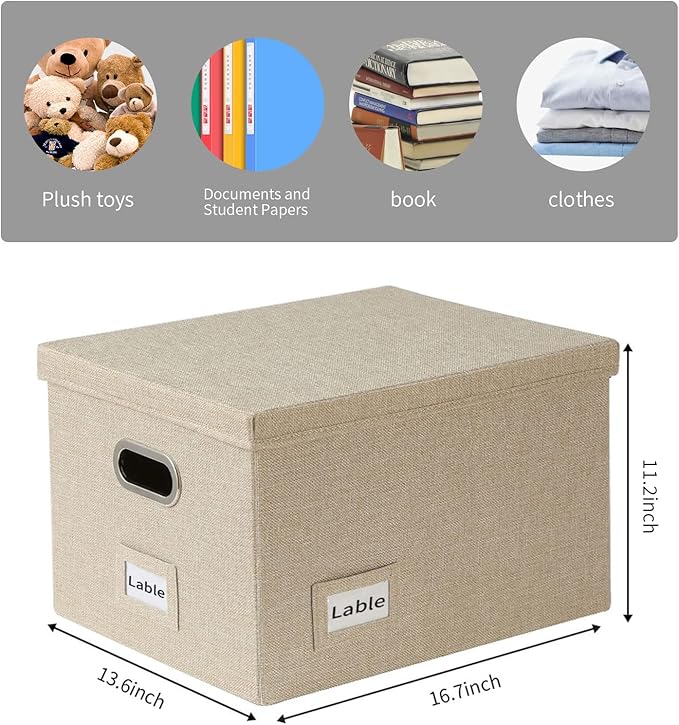 File Organizer Collapsible Storage Box for Office File Box with Lids Document Organizer for Office and Home Easy Slide Durabl