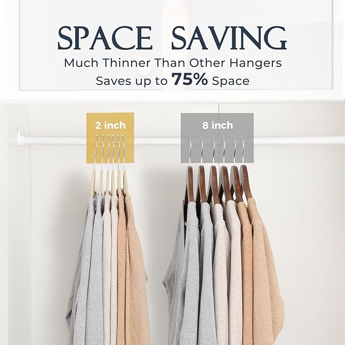 HOUSE DAY Beige Velvet Hangers 20 Pack, Non Slip Clothes Felt Hanger Heavy Duty for Coat, Premium Slim Space Saving Suit Hang