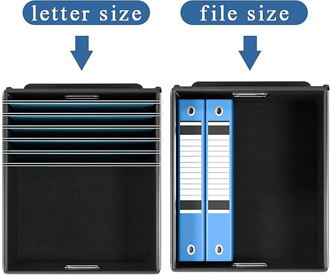 Huolewa File Organizer Box with Lid, Collapsible Faux Leather Hanging File Folder Box Organizer with Plastic Slides, Decorati