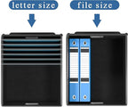 Huolewa File Organizer Box with Lid, Collapsible Faux Leather Hanging File Folder Box Organizer with Plastic Slides, Decorati