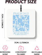 Blue Christian Car Air Freshener 4 Pcs, Girly Blue Bow Floral Religious Hanging Air Freshener for Cars Closet Drawer Books, C