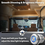 Acegoo 12 Volt Dimmer Switch High-Side PWM Dimming Switch, 7/8" Mounting Hole w/Blue Backlight for RV Boat Truck Camper Van Trailer Light Fixture & LED Strip Lights-DC 12V 6A Full Aluminum (Sliver)