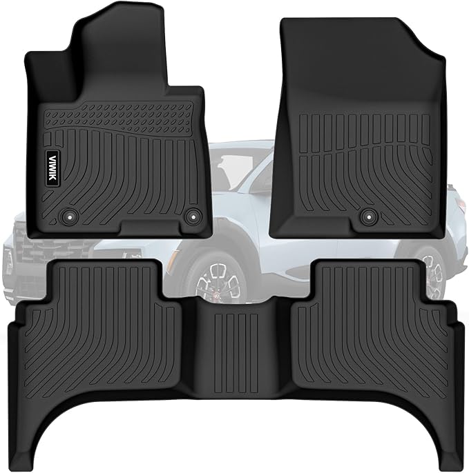 VIWIK Floor Mats for Hyundai Santa Cruz 2024-2022, Anti Slip 3D Floor Liners, TPE Waterproof Car Mats, Custom Fit All Weather Protection for SE/SEL/Night/Limited Pickup Accessories, Front & Rear