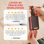 Genuine Leather Luggage Tag with Privacy Flap Set for Men Women Travel Easy with Suitcase Tags Identifiers (Brown, 2 Pack)