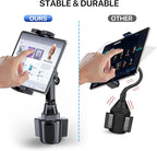 Miracase Cup Holder Tablet Mount for Car, [2025 Latest Upgraded] Adjustable Long Neck Car Tablet Holder Friendly Compatible with iPad, Pro, Air, Mini Samsung Galaxy Tab, All 6.1-12.9" Tab