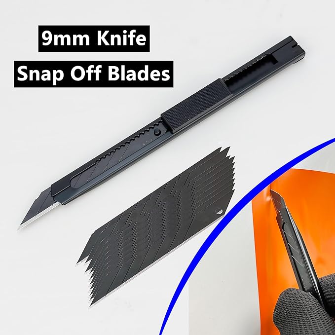 Umaki Automotive Vinyl Wraps Tools Tint Film Kit with 2 Pairs Vinyl Wrap Gloves, 4inch Felt Squeegee, Scraper, Edge Trimmer, Utility Film Knife, Black