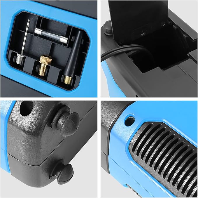 ‎DNA MOTORING TOOLS-00213 Blue 12V DC Digital Tire Inflator Portable Air Compressor with Pressure Gauge for Cars, Bicycles, Motorcycles,Balls