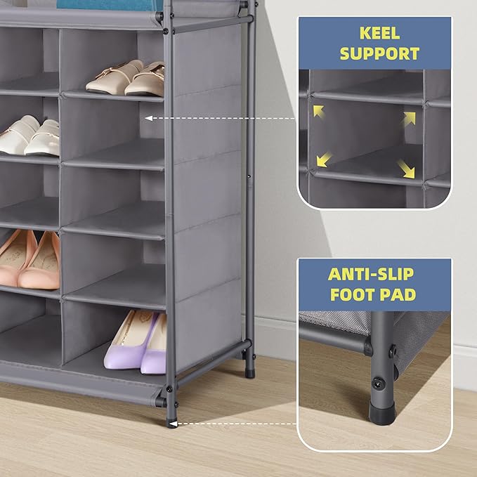 STORAGE MANIAC Stackable Shoe Cubby Organizer, Free Standing Shoe Cube Rack for Entryway, Bedroom, Apartment, Closet, 20-Cube