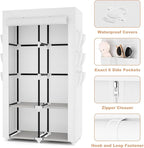 VTRIN Portable Closet Wardrobe Closet for Hanging Clothes with 4 Storage Shelves, 2 Hanging Rods and 6 Pockets, Stable and Ea