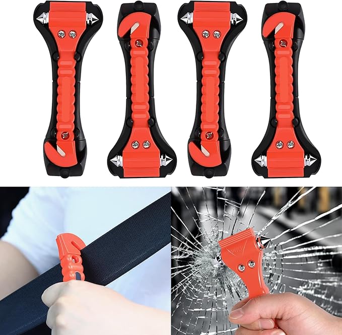 4PCS Car Safety Hammer Set, Window Breaker Seatbelt Cutter, Car Window Glass Hammer Breaker and Seat Belt Cutter Escape Tool 