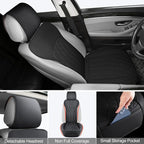 1 Pack Leather Front Car Seat Cover, Universal Sideless Car Seat Protector with Storage Pocket and Seat Belt Pad, Waterproof 