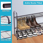 KEETDY 2-Tier Long Shoe Rack for Closet Entryway Shoe Organizer for 18 Pairs Sneakers, Metal Stackable Shoe Storage Shelf wit