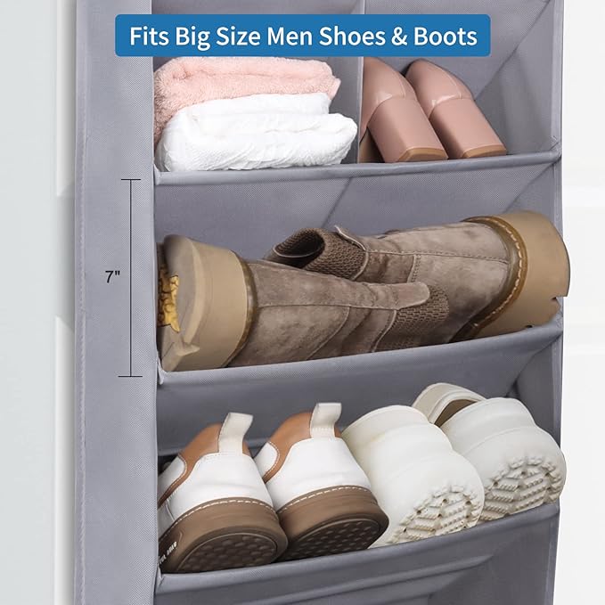 FENTEC 2 Pack Over the Door Shoe Organizer, Hanging Shoe Organizer, 6-Tier Large Deep Pockets Door Shoe Rack with 3 Hooks Sho