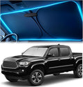 Windshield Sun Shade for Toyota Tacoma 2016-2023 2024 2025 – Custom Fit Sun Shield with Mirror Cut‑Out, Blocks Heat & UV, Foldable with Storage Pouch - Toyota Tacoma Windshield Sunshade