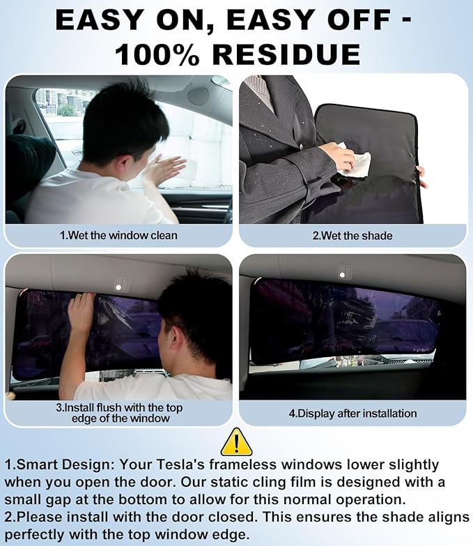 XCBYT Car Window Shades for Tesla Model 3 Highland 2024-2026 | Static Cling Rear Side Sun Shade, UV & Heat Blocking, Privacy Protection, Easy On & Off