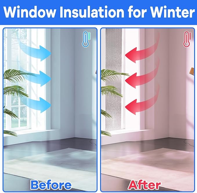 YoleShy Double Reflective Insulation 24 in X 25 FT RV Window Insulation for Summer Heat Reflective Window Film for Roof, Car, Garage Doors