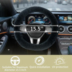 AEGIS Cover Sheepskin Steering Wheel Cover Premium Luxury AUS Genuine Merino Wool All-Season Non-Slip for Cars Fits 14.5-15.5" Wheels (Charcoal)
