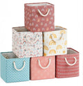 Geiserailie 6 Pcs 11 x 11 Inch Cube Storage Bins Fabric Storage Organizer Bins Foldable Cube Baskets with Sturdy Carry Handle