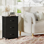 Somdot Dresser for Bedroom with 3 Drawers, Storage Organizer Chest of Drawers with Removable Fabric Bins for Closet Bedside L