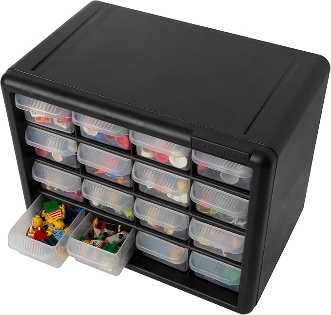 Akro-Mils 16-Drawer Plastic Drawer Storage Cabinet for Garage Organization, Beads, Makeup Organizer, Building Bricks Storage,