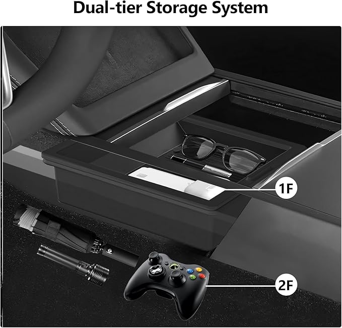 5 Pcs Center Console Organizer Tray for Tesla Model Y Juniper 2026 2025 and Model 3 Highland Refreshed 2025 2024 Refreshed Highland Accessories Set with Cup Holder and Armrest Drawer Organizer