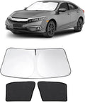 3PCS Car Window Shades Front Windshield Sun Shade Foldable Window Shade Custom Fit for 2016-2021 Honda Civic Accessories Car Shades for Front Windows Anti-UV Rays Block Heat