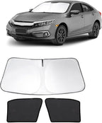 3PCS Car Window Shades Front Windshield Sun Shade Foldable Window Shade Custom Fit for 2016-2021 Honda Civic Accessories Car Shades for Front Windows Anti-UV Rays Block Heat