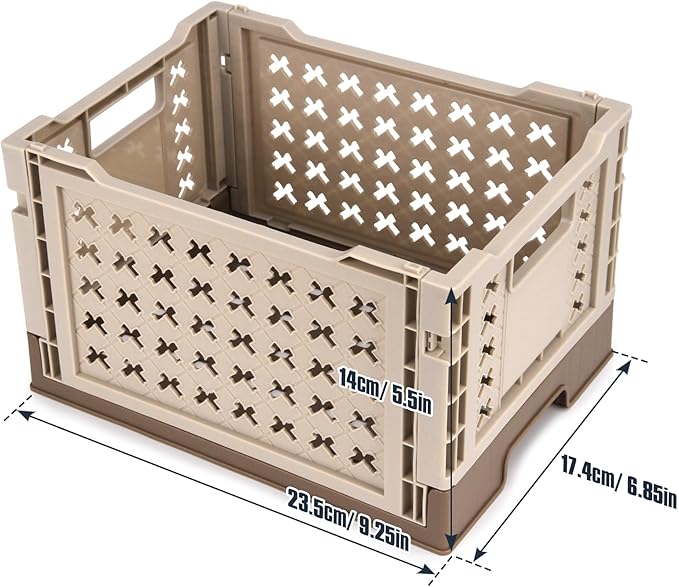 Domiella 2-Pack Foldable High-Strength PP Ventilated Baskets - Collapsible Storage Bins for Kitchen, Camping, Office & Home, 