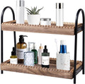 BDBDYEAY Bathroom Countertop Organizer, 2 Tier Vanity Organizer and Storage for Cosmetic Skincare Perfume, Wood Bead Storage 