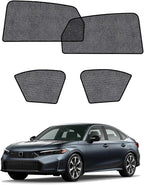 Car Window Shades for Honda Civic(2022-2025), 4-Pack Rear Window Sun Shades for Baby – Breathable Mesh, UV & Heat Blocker, Privacy Protection for Camping, Travel, Sleep & Nursing