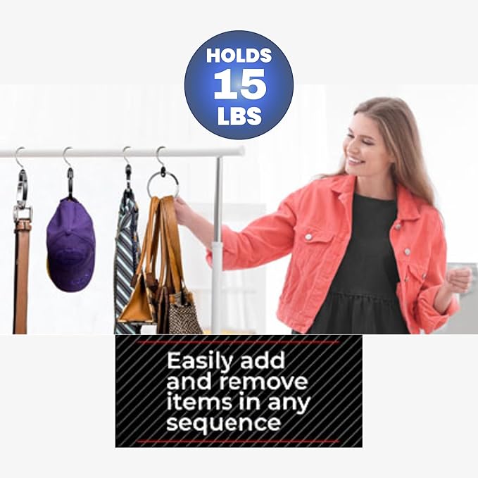 Rolly Hanger® Closet Space Saver – Premium Rotating Aluminum Organizer for Belts, Ties, Hats & Handbags – Heavy Duty 360° Swi