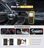 OBD2 Scanner with Upgrade Battery Tester - Diagnostic Tool for Cars That Check Engine Light & Emissions Readiness Read and