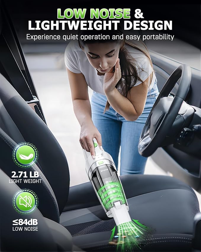 AHNR Handheld Vacuum Cordless, 16000PA Powerful Suction Hand Held Vacuum Dust Busters Cordless Rechargeable with LED Light & 