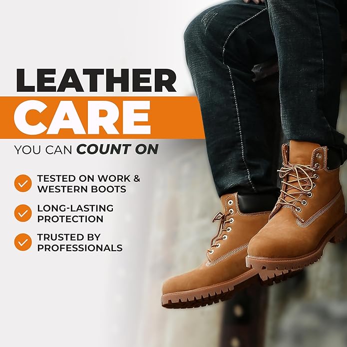 Leather Boot Oil for Work & Cowboy Boots – Deep-Conditioning Formula, Restore and Protects Dry, Cracked Leather Boots & Shoes