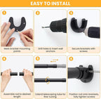 Closet Rods for Hanging Clothes, 17-26 Inch No-Cut Stepless Adjustable Closet Rod, 1.3 Inch Heavy Duty Metal Hanging Rod with