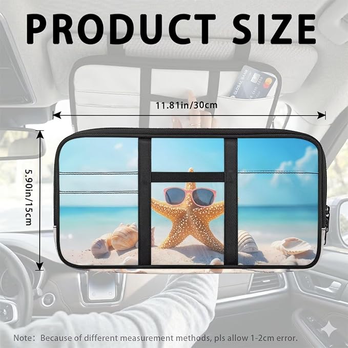 Funny Starfish Car Sun Visor Organizer with Card Holder Car Visor Organizer Fashion Cars Accessories Easy to Store Universal for SUV Truck Van