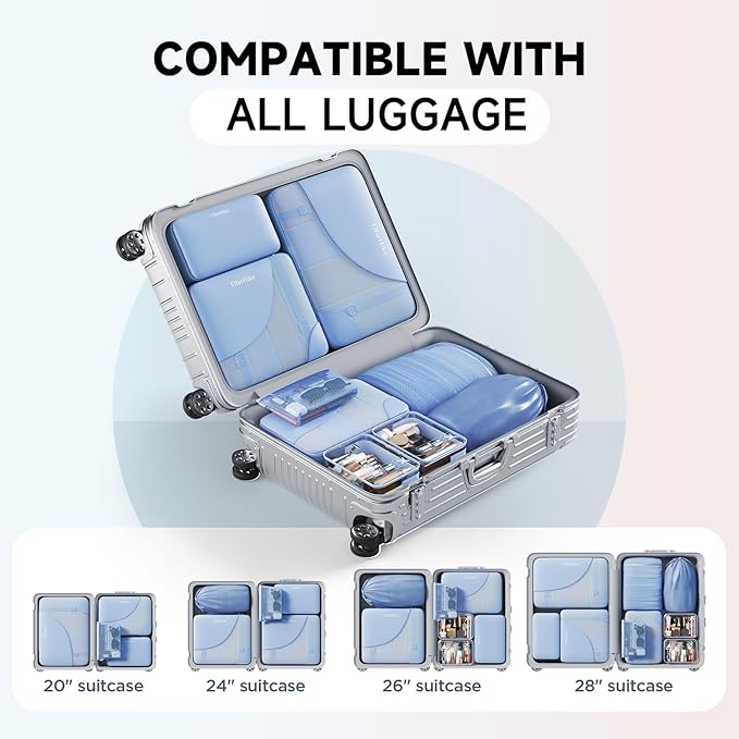 11 Set Packing Cubes for Travel, Gifts for Women Mom Kids, TSA Approved Bags for Makeup, Cosmetic, Toiletry, Suitcase Organiz