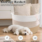 65L Large Blanket Basket, 19.7" L x 19.7" W x 13" H Cotton Rope Woven Storage Basket,Laundry Hamper for Toys, Clothes, Pillow
