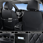 Coverado Car Seat Covers Full Set, Black Seat Covers, Waterproof Faux Leather Car Seat Cover, Luxury Car Seat Cover, Automoti