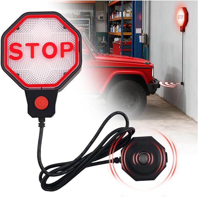 LED Garage Parking Aid Adjustable,Dual Power Garage Parking Sensor with LED Red/Yellow/Green Display,Portable Garages Car Sto